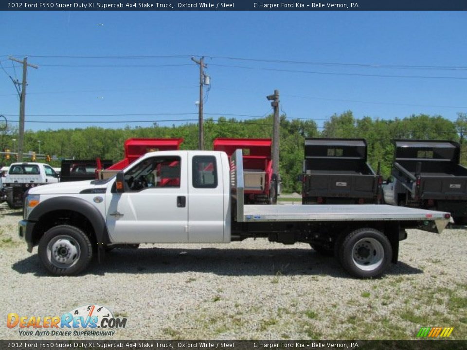 2012 Ford F550 Super Duty XL Supercab 4x4 Stake Truck Oxford White / Steel Photo #7