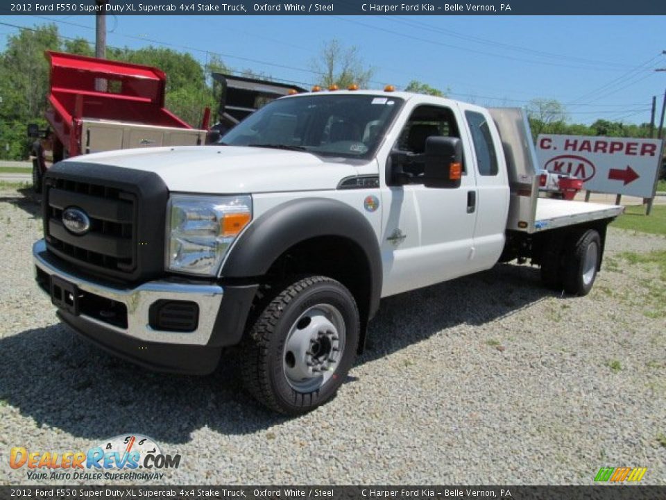 2012 Ford F550 Super Duty XL Supercab 4x4 Stake Truck Oxford White / Steel Photo #8
