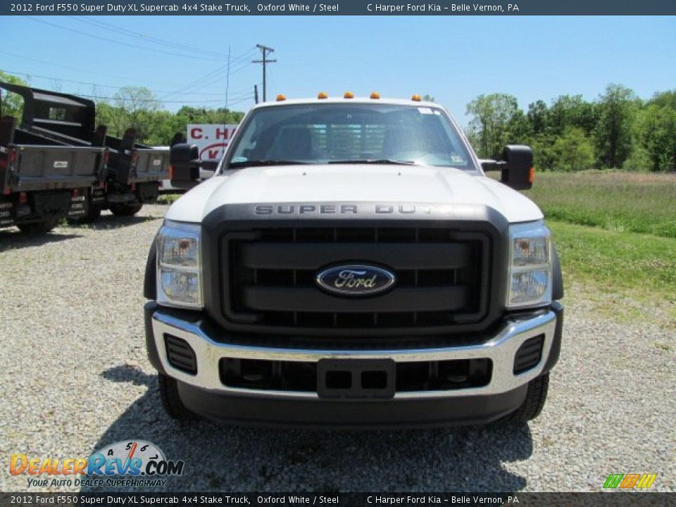 2012 Ford F550 Super Duty XL Supercab 4x4 Stake Truck Oxford White / Steel Photo #9