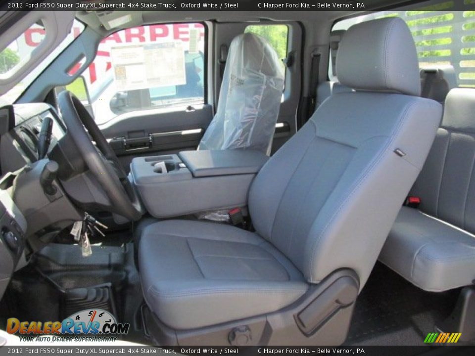 2012 Ford F550 Super Duty XL Supercab 4x4 Stake Truck Oxford White / Steel Photo #15