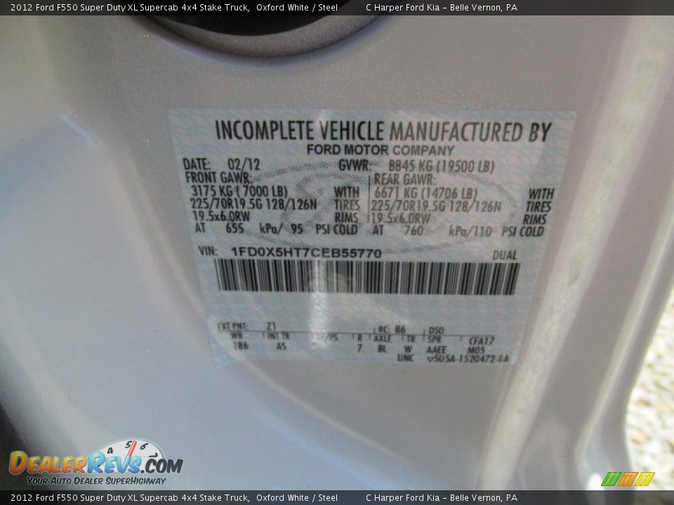 2012 Ford F550 Super Duty XL Supercab 4x4 Stake Truck Oxford White / Steel Photo #24