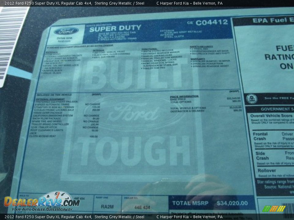 2012 Ford F250 Super Duty XL Regular Cab 4x4 Sterling Grey Metallic / Steel Photo #22