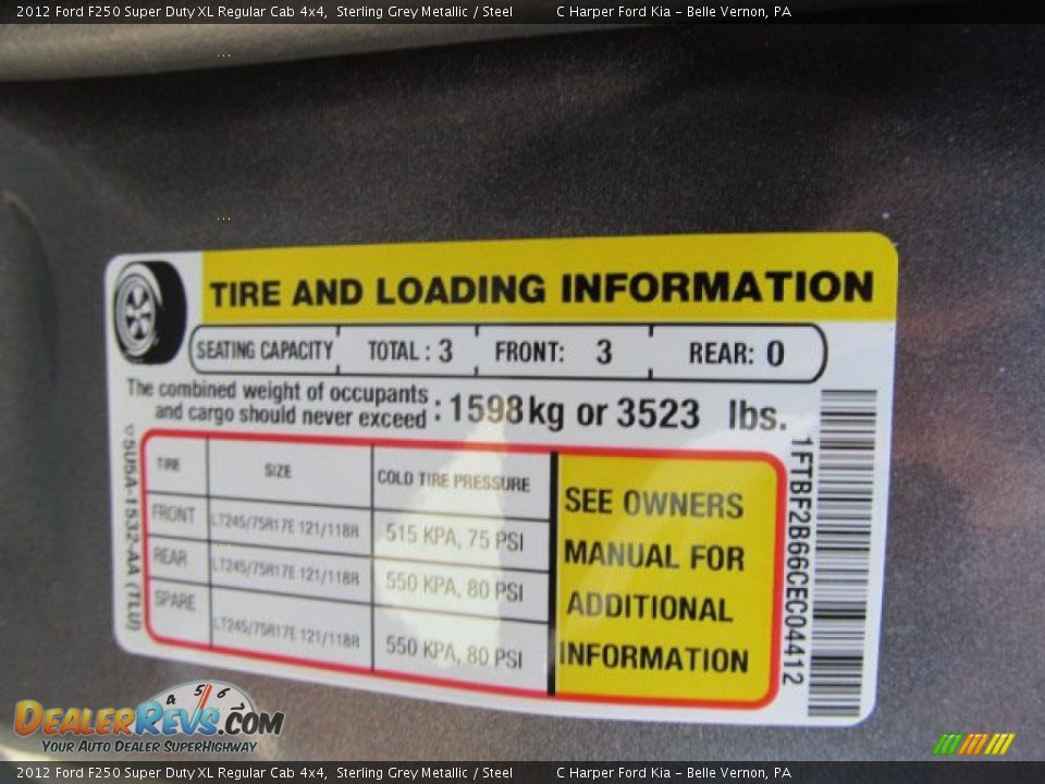 2012 Ford F250 Super Duty XL Regular Cab 4x4 Sterling Grey Metallic / Steel Photo #23