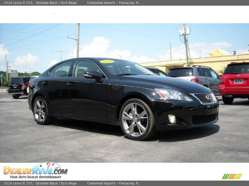 2010 Lexus IS 250 Obsidian Black / Ecru Beige Photo #7