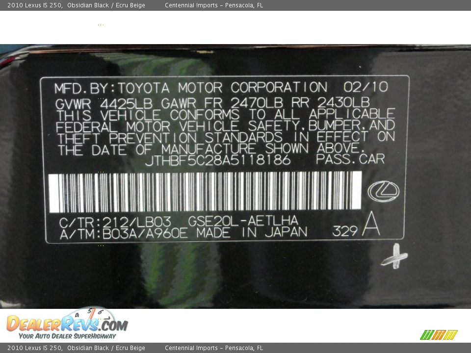 2010 Lexus IS 250 Obsidian Black / Ecru Beige Photo #26