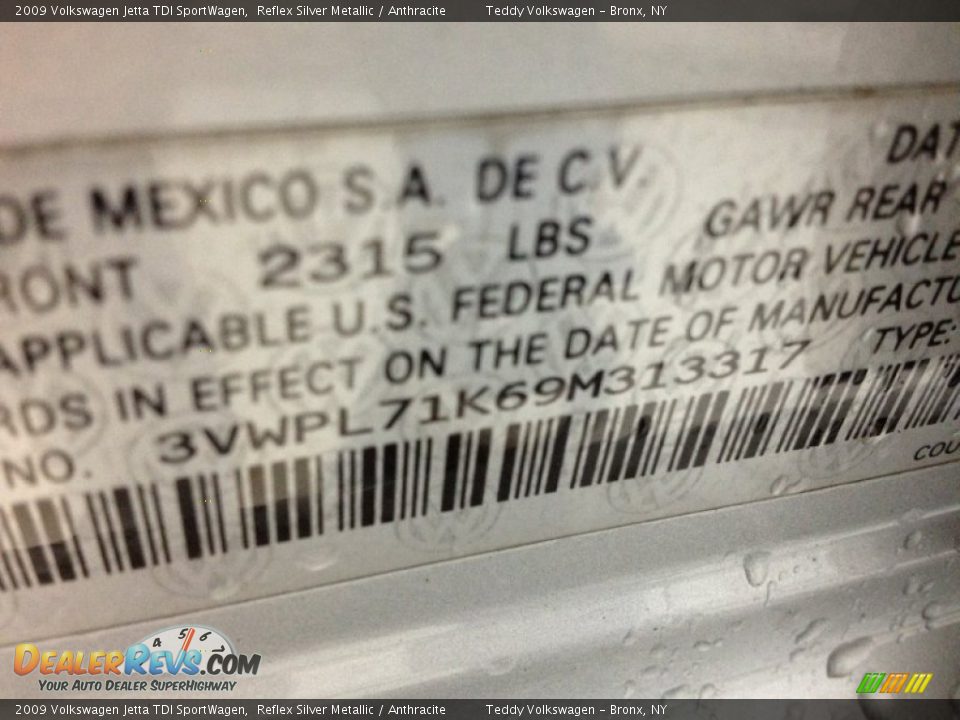 2009 Volkswagen Jetta TDI SportWagen Reflex Silver Metallic / Anthracite Photo #21