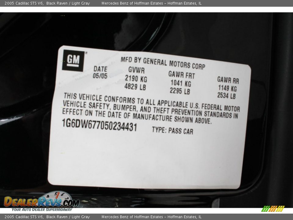 2005 Cadillac STS V6 Black Raven / Light Gray Photo #29