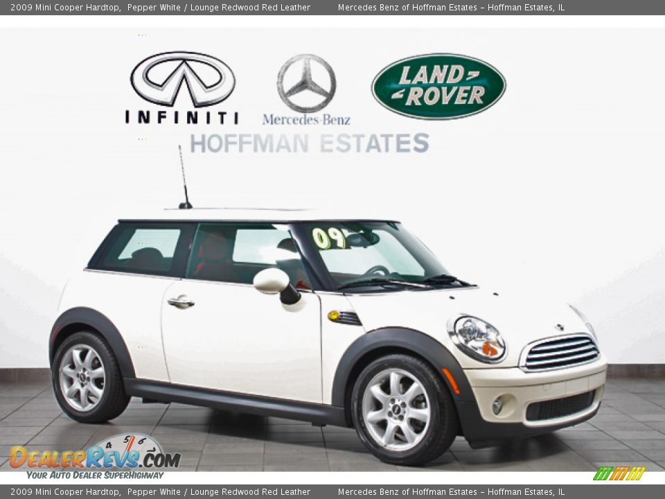 2009 Mini Cooper Hardtop Pepper White / Lounge Redwood Red Leather Photo #1