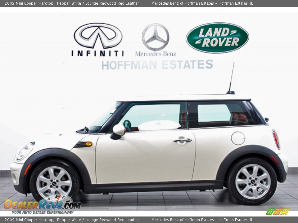 2009 Mini Cooper Hardtop Pepper White / Lounge Redwood Red Leather Photo #2