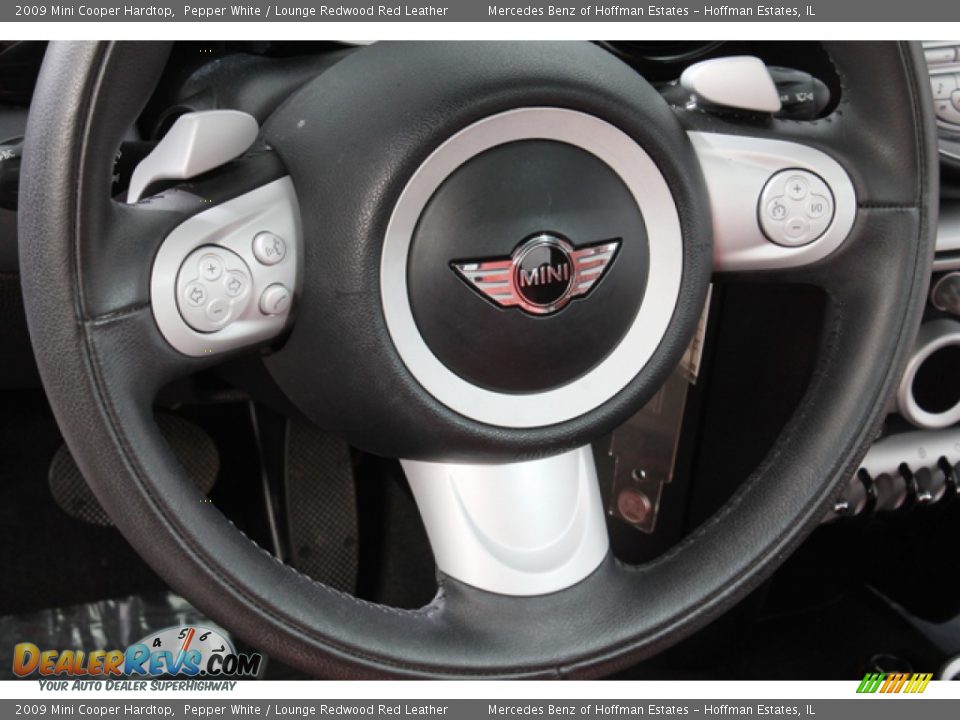2009 Mini Cooper Hardtop Pepper White / Lounge Redwood Red Leather Photo #8