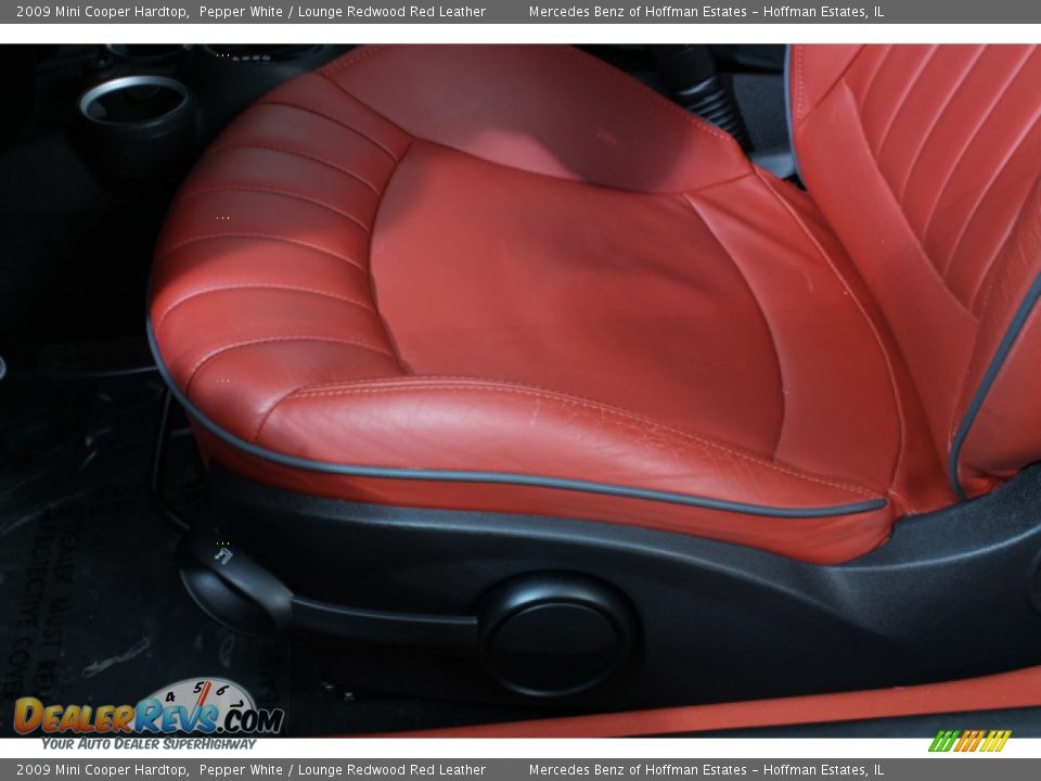2009 Mini Cooper Hardtop Pepper White / Lounge Redwood Red Leather Photo #16