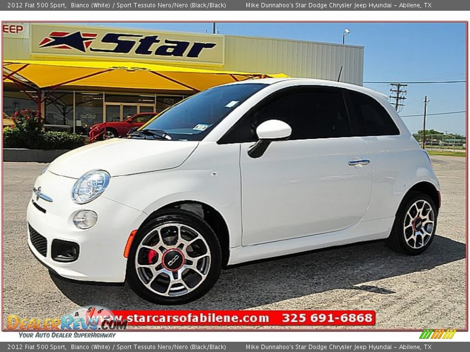 2012 Fiat 500 Sport Bianco (White) / Sport Tessuto Nero/Nero (Black/Black) Photo #1