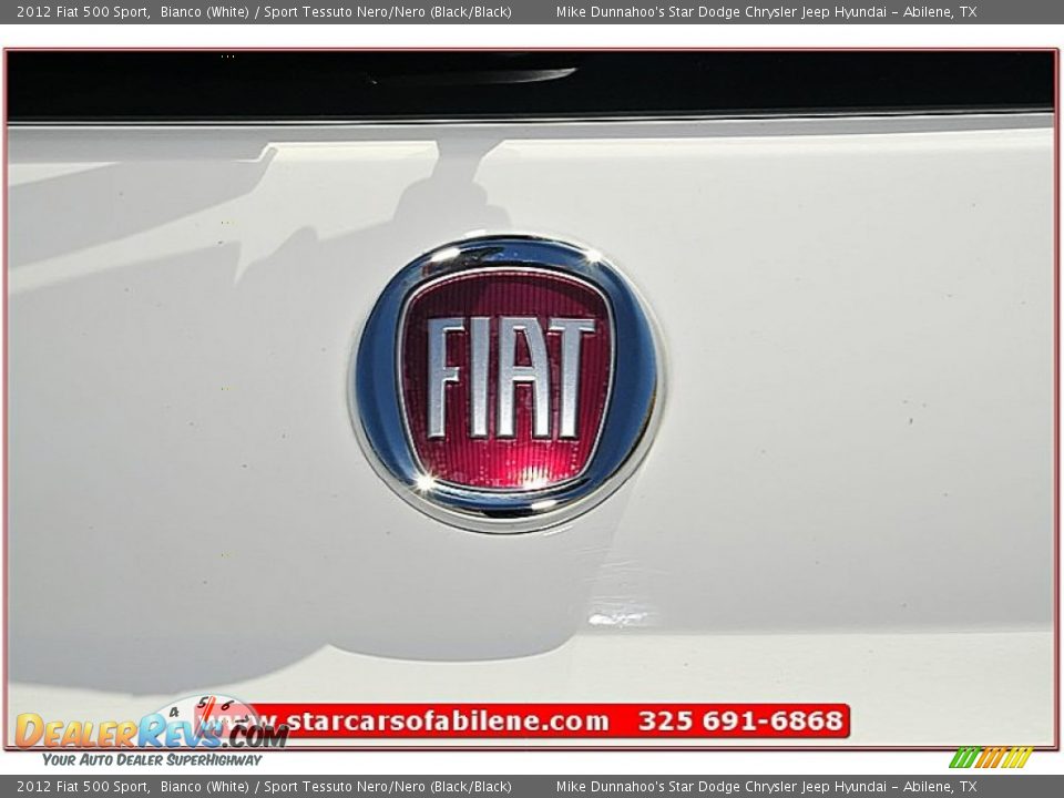 2012 Fiat 500 Sport Bianco (White) / Sport Tessuto Nero/Nero (Black/Black) Photo #6