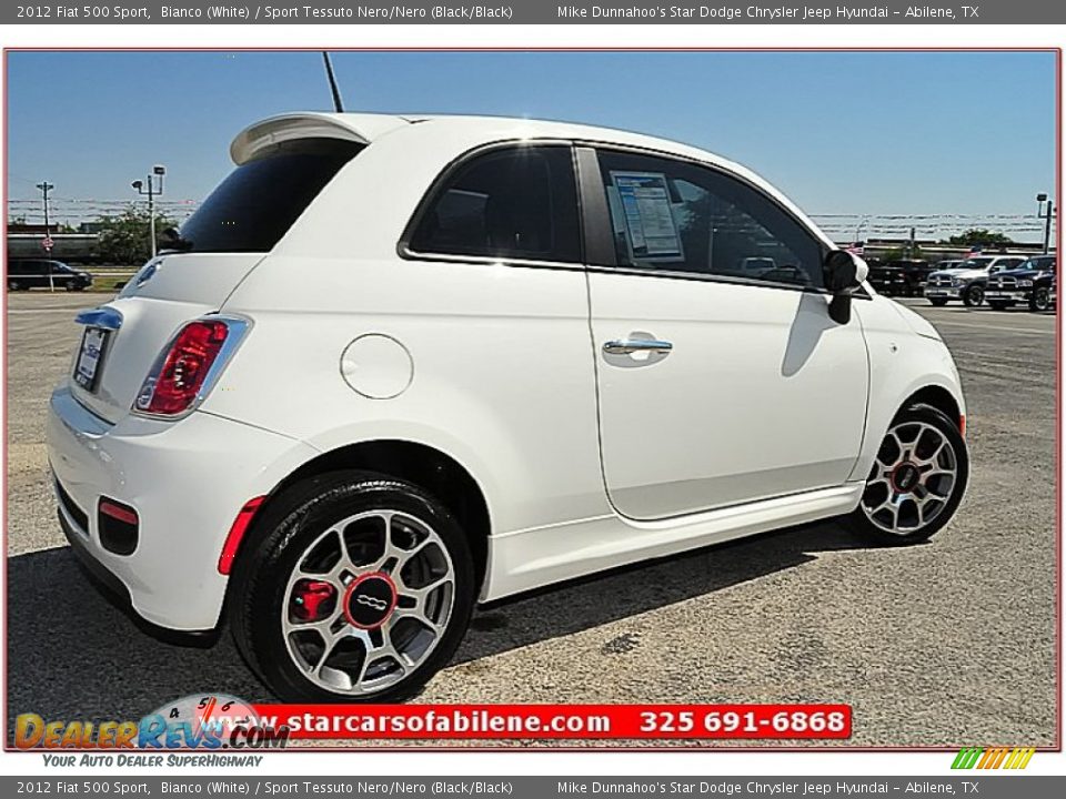 2012 Fiat 500 Sport Bianco (White) / Sport Tessuto Nero/Nero (Black/Black) Photo #8