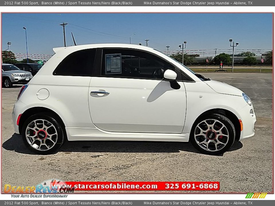 2012 Fiat 500 Sport Bianco (White) / Sport Tessuto Nero/Nero (Black/Black) Photo #9