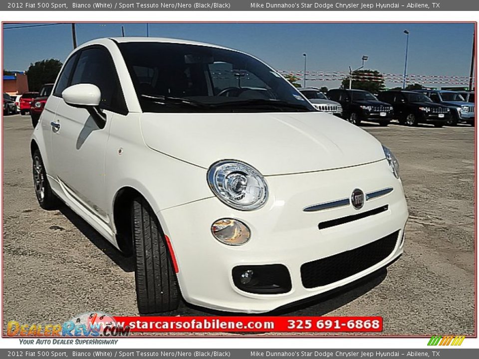 2012 Fiat 500 Sport Bianco (White) / Sport Tessuto Nero/Nero (Black/Black) Photo #10