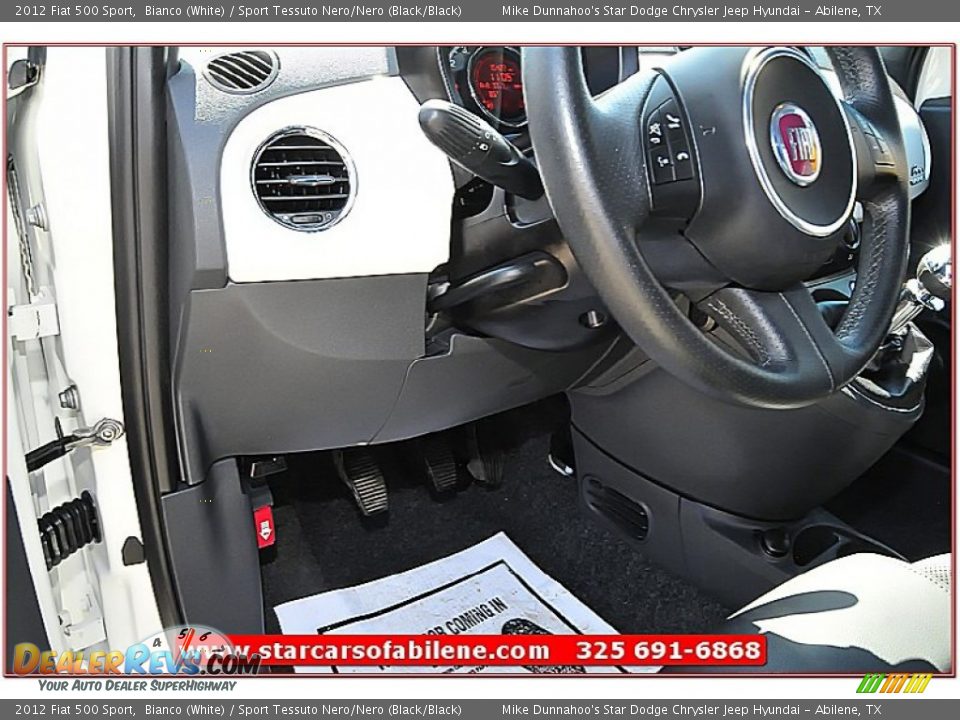 2012 Fiat 500 Sport Bianco (White) / Sport Tessuto Nero/Nero (Black/Black) Photo #23