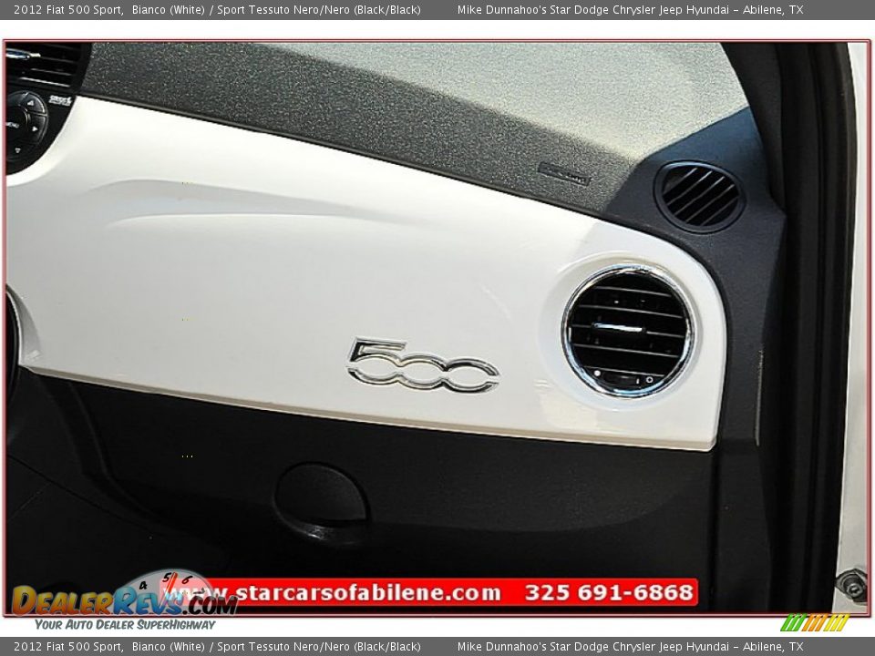 2012 Fiat 500 Sport Bianco (White) / Sport Tessuto Nero/Nero (Black/Black) Photo #29