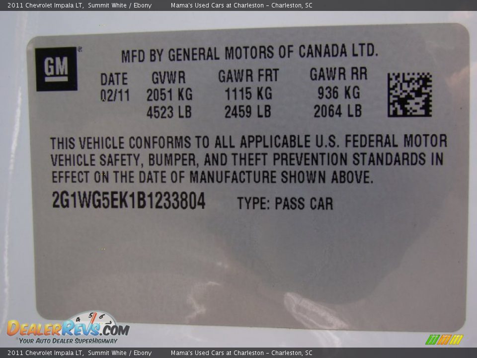 2011 Chevrolet Impala LT Summit White / Ebony Photo #26