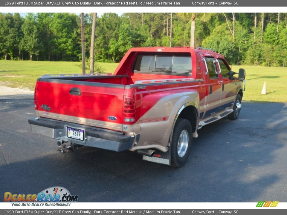 1999 Ford F350 Super Duty XLT Crew Cab Dually Dark Toreador Red Metallic / Medium Prairie Tan Photo #5