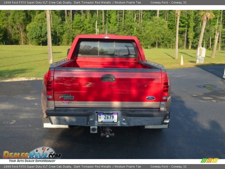 1999 Ford F350 Super Duty XLT Crew Cab Dually Dark Toreador Red Metallic / Medium Prairie Tan Photo #6