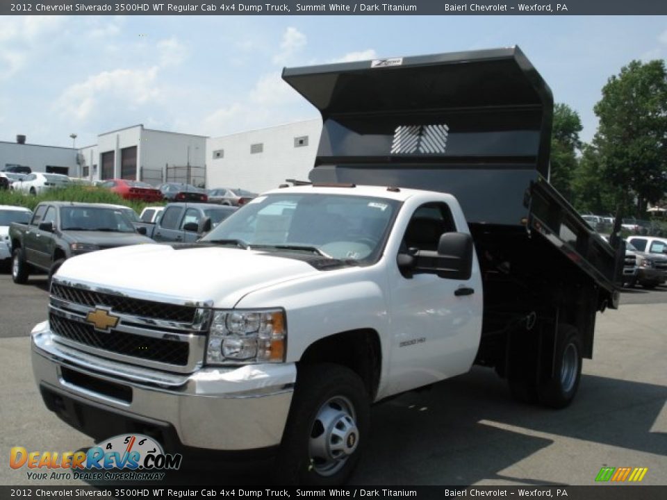 2012 Chevrolet Silverado 3500HD WT Regular Cab 4x4 Dump Truck Summit White / Dark Titanium Photo #2