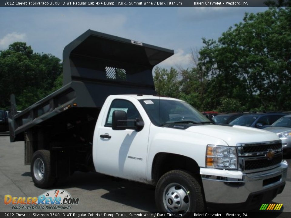 2012 Chevrolet Silverado 3500HD WT Regular Cab 4x4 Dump Truck Summit White / Dark Titanium Photo #4