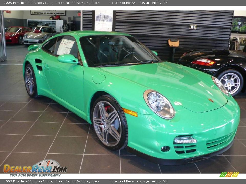 2009 Porsche 911 Turbo Coupe Green Paint to Sample / Black Photo #4