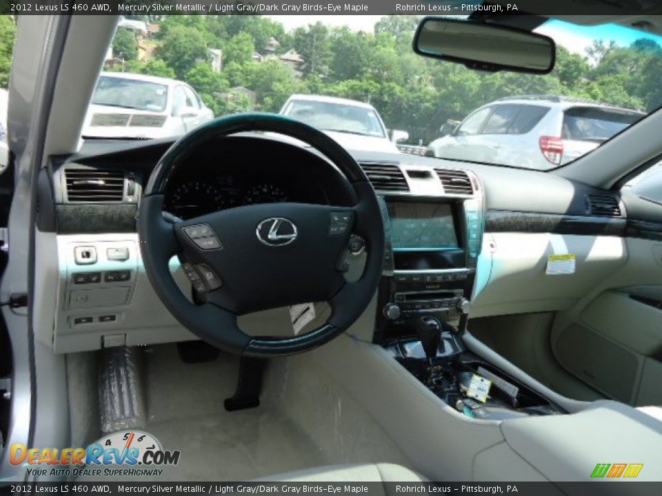 2012 Lexus LS 460 AWD Mercury Silver Metallic / Light Gray/Dark Gray Birds-Eye Maple Photo #12