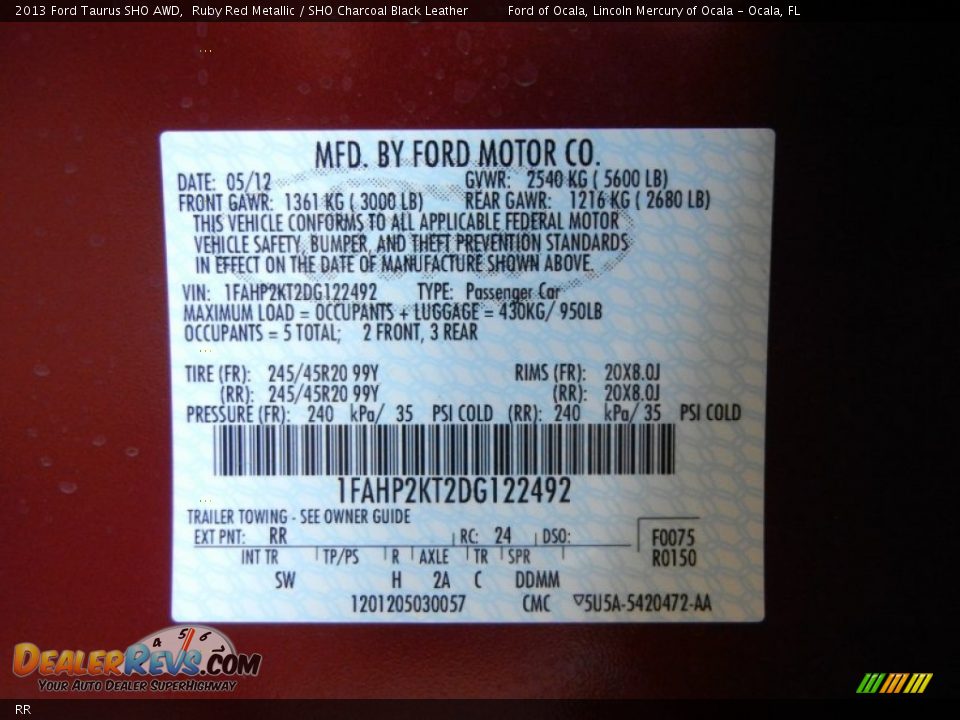 Ford ruby red metallic paint code #6