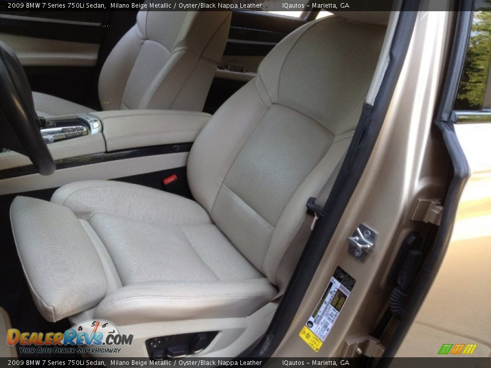 Oyster/Black Nappa Leather Interior - 2009 BMW 7 Series 750Li Sedan Photo #7