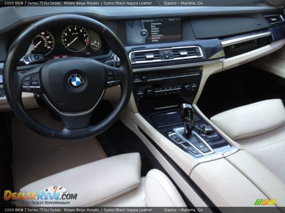 Oyster/Black Nappa Leather Interior - 2009 BMW 7 Series 750Li Sedan Photo #9