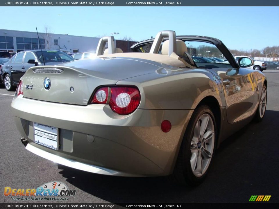 2005 BMW Z4 3.0i Roadster Olivine Green Metallic / Dark Beige Photo #6