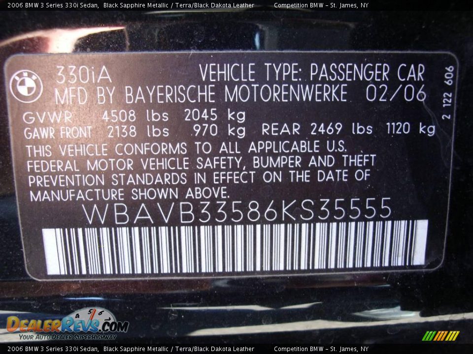 2006 BMW 3 Series 330i Sedan Black Sapphire Metallic / Terra/Black Dakota Leather Photo #6