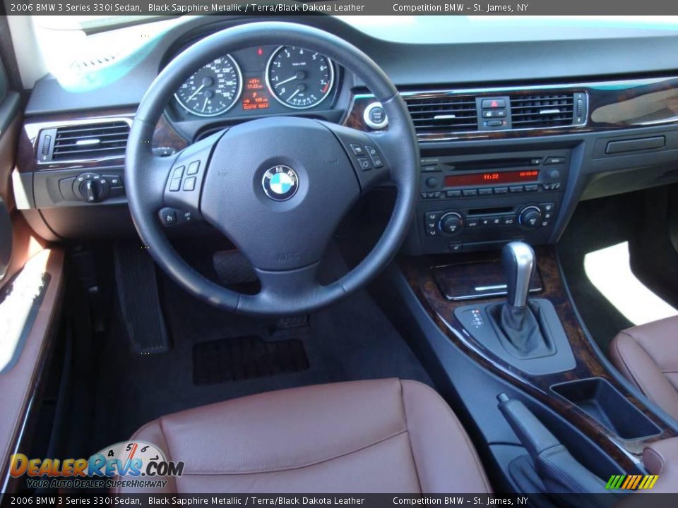 2006 BMW 3 Series 330i Sedan Black Sapphire Metallic / Terra/Black Dakota Leather Photo #12
