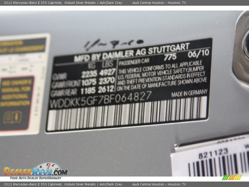 2011 Mercedes-Benz E 350 Cabriolet Iridium Silver Metallic / Ash/Dark Grey Photo #9