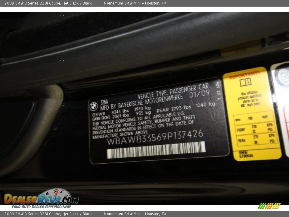 2009 BMW 3 Series 328i Coupe Jet Black / Black Photo #12