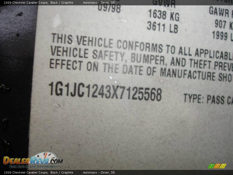 1999 Chevrolet Cavalier Coupe Black / Graphite Photo #24