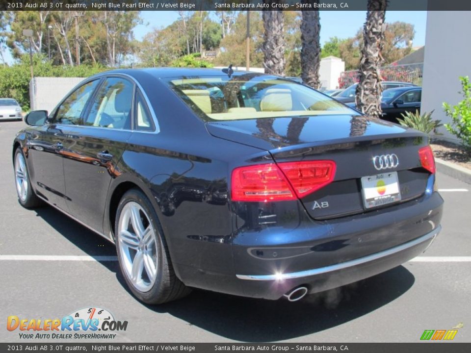 2013 Audi A8 3.0T quattro Night Blue Pearl Effect / Velvet Beige Photo #3