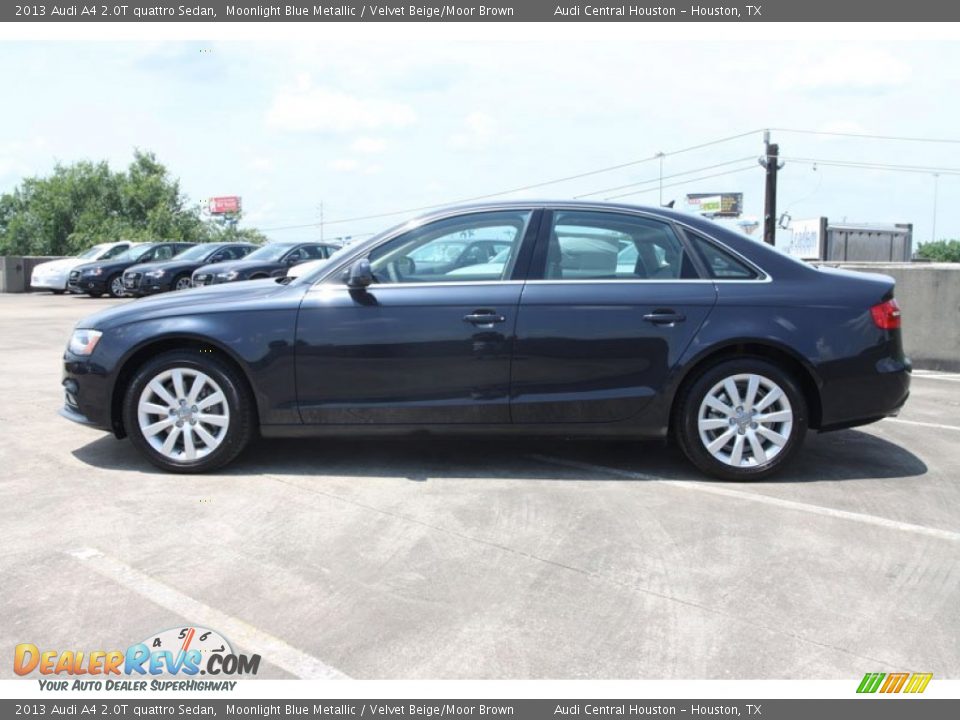 2013 Audi A4 2.0T quattro Sedan Moonlight Blue Metallic / Velvet Beige/Moor Brown Photo #6