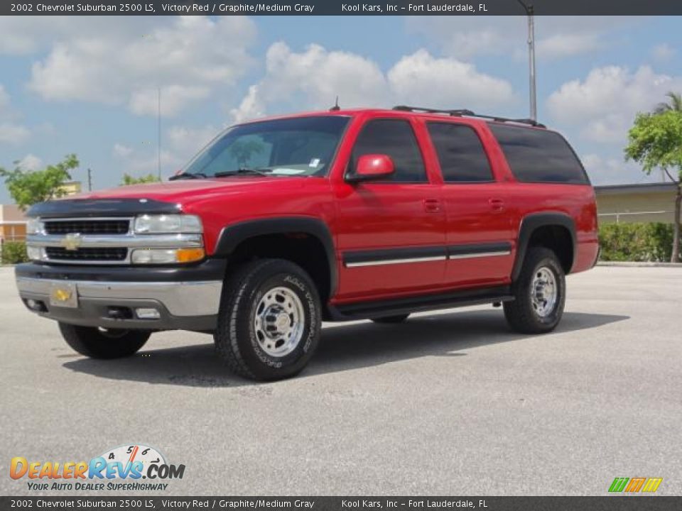 2002 Chevrolet Suburban 2500 LS Victory Red / Graphite/Medium Gray Photo #7
