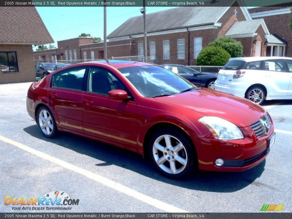 2005 Nissan Maxima 3.5 SE Red Opulence Metallic / Burnt Orange/Black Photo #1