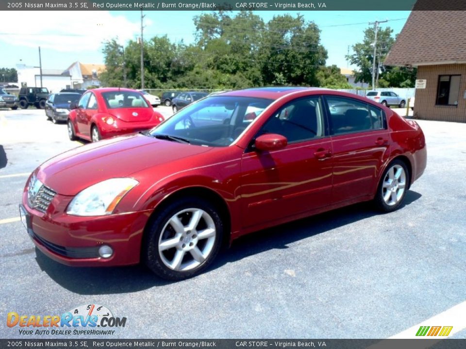 2005 Nissan Maxima 3.5 SE Red Opulence Metallic / Burnt Orange/Black Photo #3