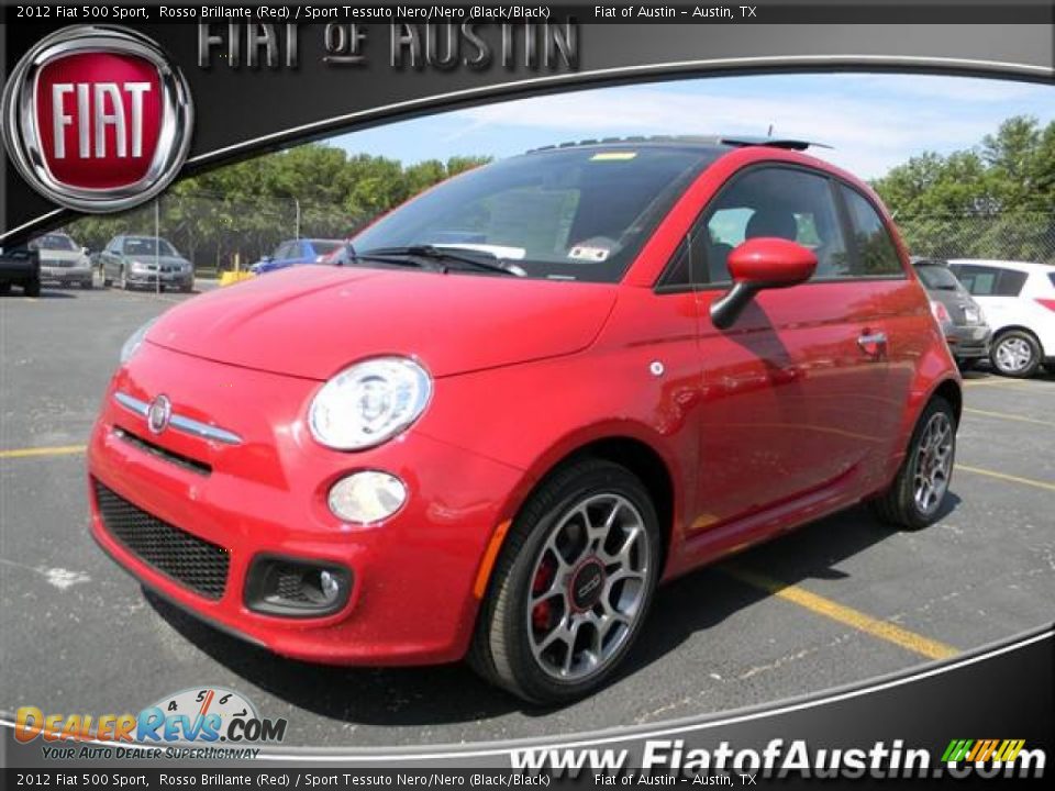 2012 Fiat 500 Sport Rosso Brillante (Red) / Sport Tessuto Nero/Nero (Black/Black) Photo #1