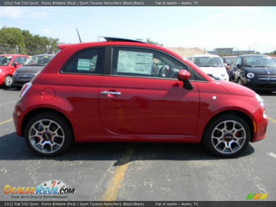 2012 Fiat 500 Sport Rosso Brillante (Red) / Sport Tessuto Nero/Nero (Black/Black) Photo #2