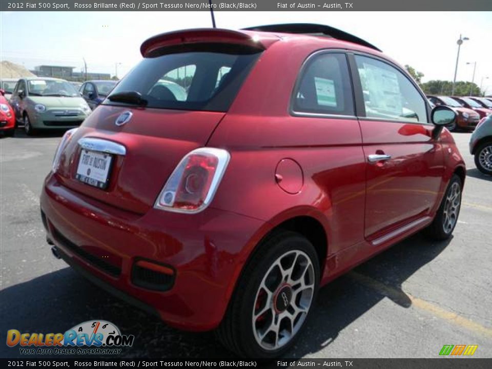 2012 Fiat 500 Sport Rosso Brillante (Red) / Sport Tessuto Nero/Nero (Black/Black) Photo #3