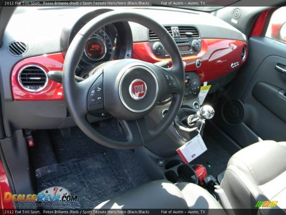 2012 Fiat 500 Sport Rosso Brillante (Red) / Sport Tessuto Nero/Nero (Black/Black) Photo #5