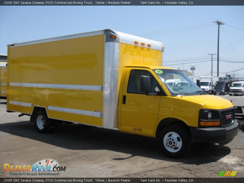 2008 GMC Savana Cutaway 3500 Commercial Moving Truck Yellow / Medium Pewter Photo #1