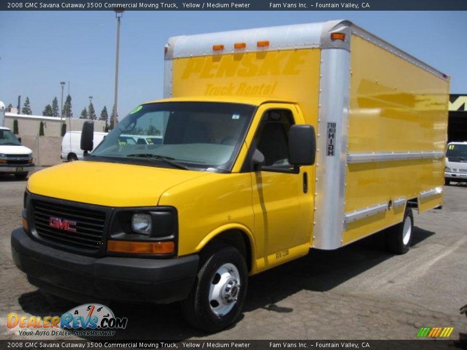 2008 GMC Savana Cutaway 3500 Commercial Moving Truck Yellow / Medium Pewter Photo #3