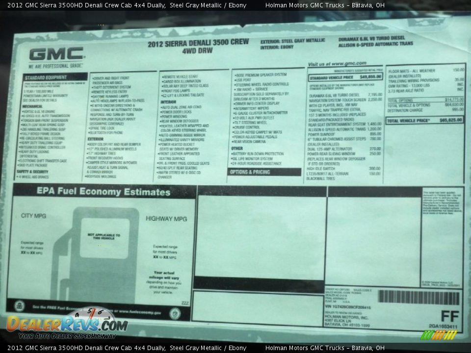 2012 GMC Sierra 3500HD Denali Crew Cab 4x4 Dually Steel Gray Metallic / Ebony Photo #25